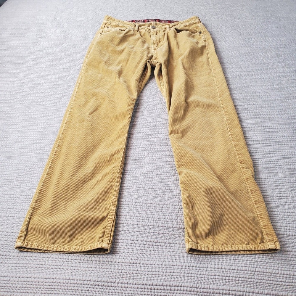 American Eagle Corduroy Mens Tan Pants Plaid Lined Tagged 34x32 (Actual 34x29)